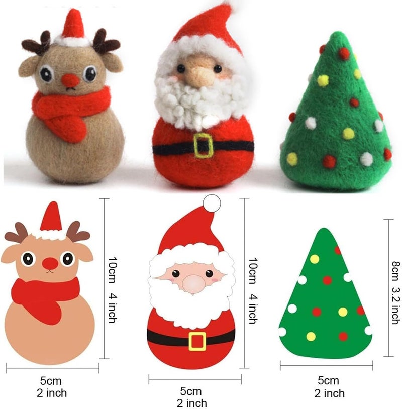 VEHICAR Needle Felting Kits Christmas Day - Santa Claus Christmas Tree Reindeer Wool Felting Kit - Needles, Finger Guards, Density Mat with DIY Instructions, New Year Gifts, Needle felting kit For Beginner - Image 2